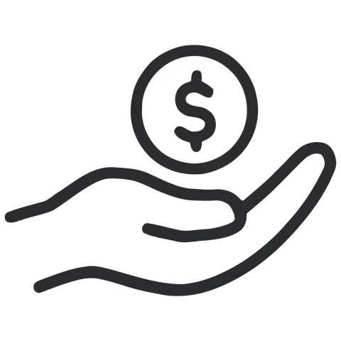 hand with dollar sign above it