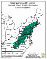 HWA Quarantine Area in Eastern United States
