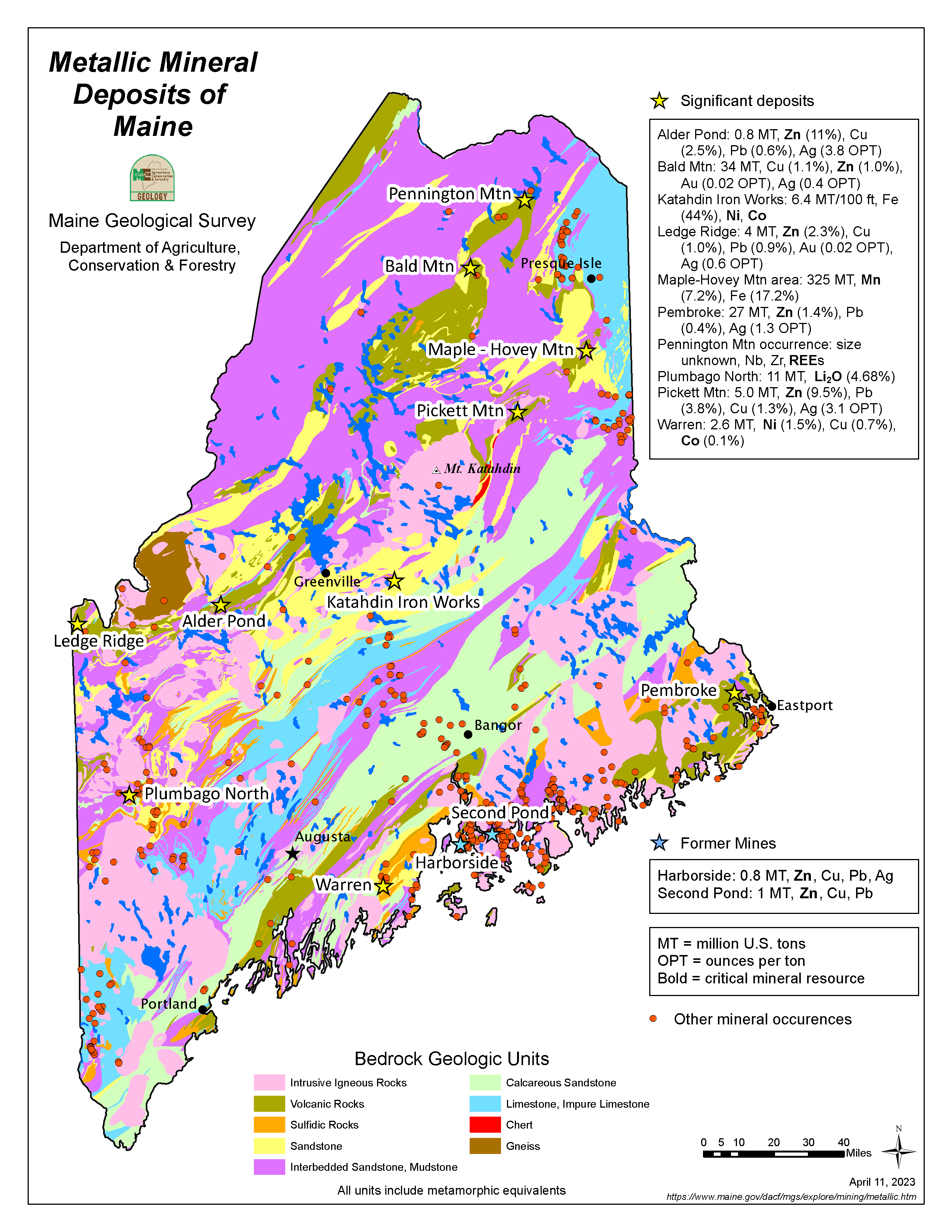 map of significant metal deposits