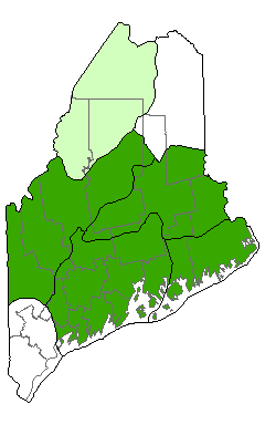 Map showing distribution of Low-elevation Bald communities in Maine