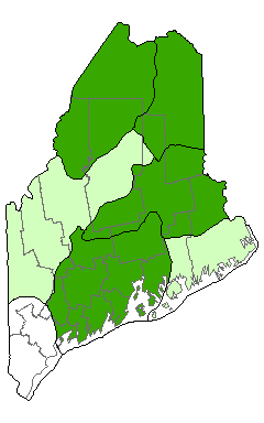 Map showing the distribution of Rivershore Outcrop in Maine