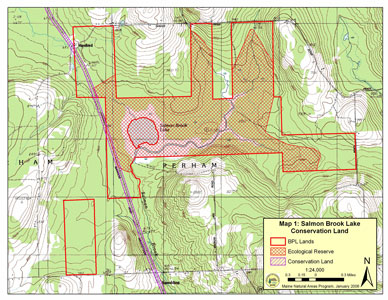 Map showing location of Salmon Brook Lake Ecoreserve