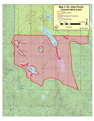 Map showing location of St. John Ponds Ecoreserve