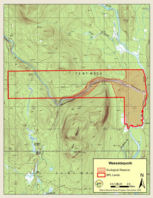 Map showing location of Wassataquoi Ecoreserve