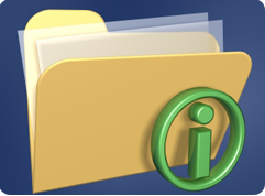 file folder with information icon on it