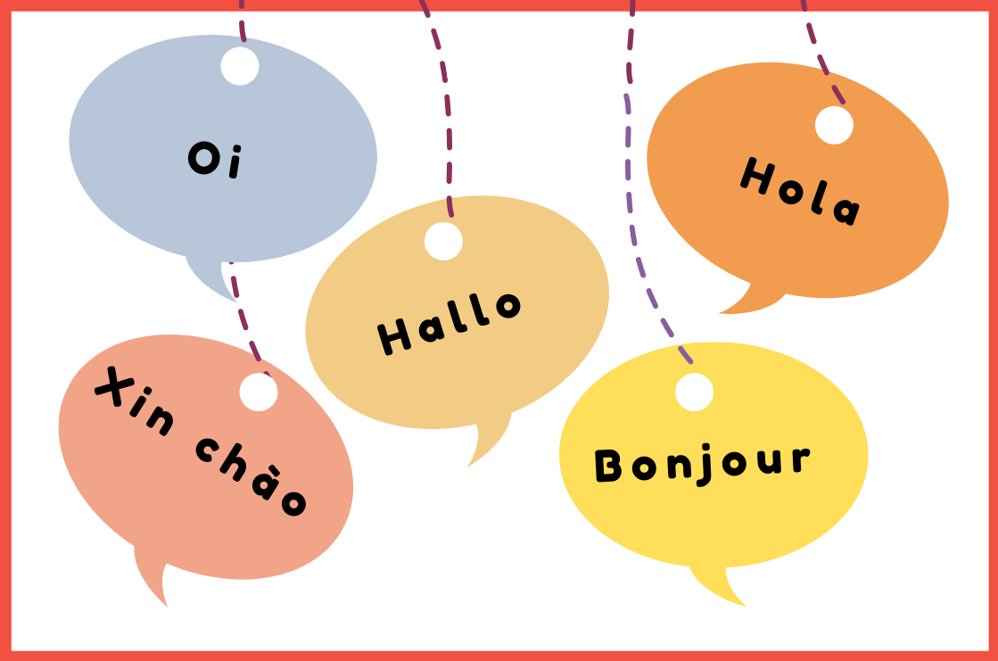 speech bubbles of multiple languages