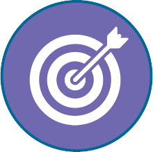 purple circle with white arrow in bullseye