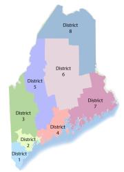 Map showing public health nursing districts