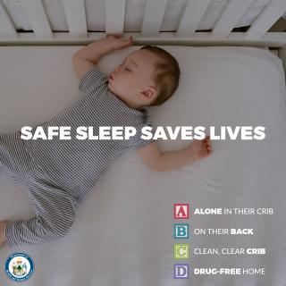 Safe Sleep Saves Lives: Baby sleeping it it's back in a crib