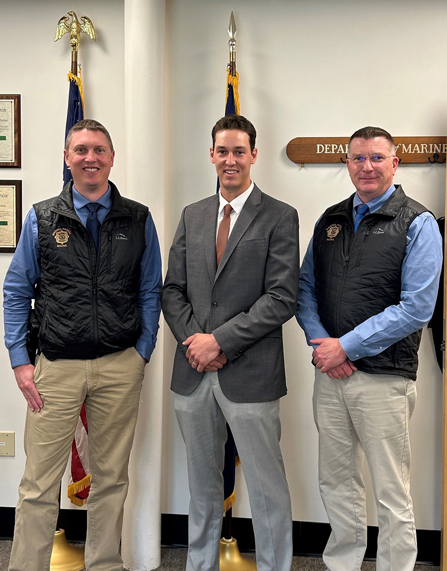 MPO Derek Ridgway pictured with Colonel Talbot and Commissioner Keliher