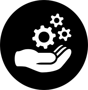 Icon of a hand holding gears