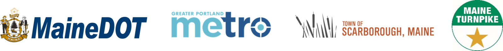 Transportation Logos- MaineDOT, Metro, Town of Scarborough, and Maine Turnpike