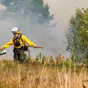 crew member using a drip torch