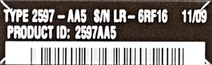 Example of Lenovo's type and serial number(SN) 