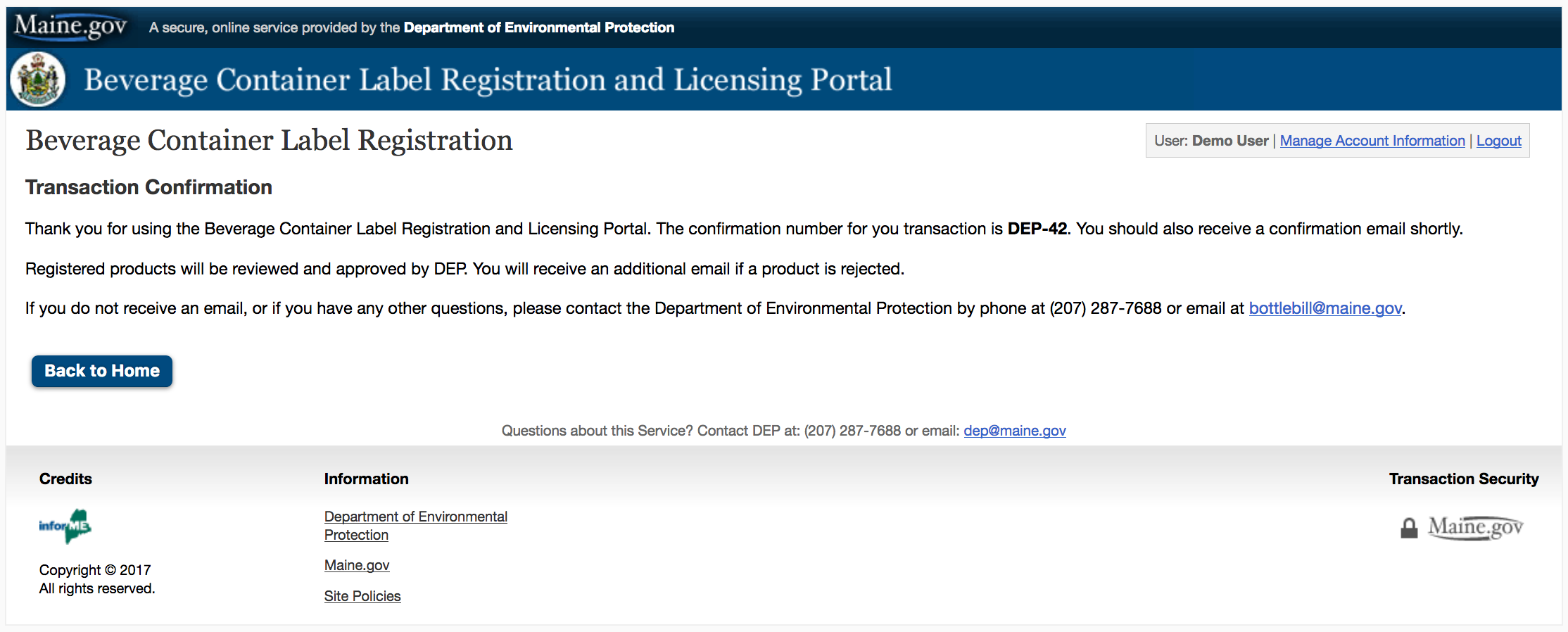 Register Labels - Confirmation Page