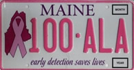 Image of a Maine Breast Cancer Support license plate
