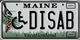 Image of a Maine standard issue Disability (Handicap) license plate