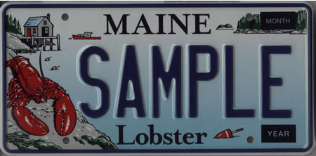Image of a Maine lobster specialty license plate
